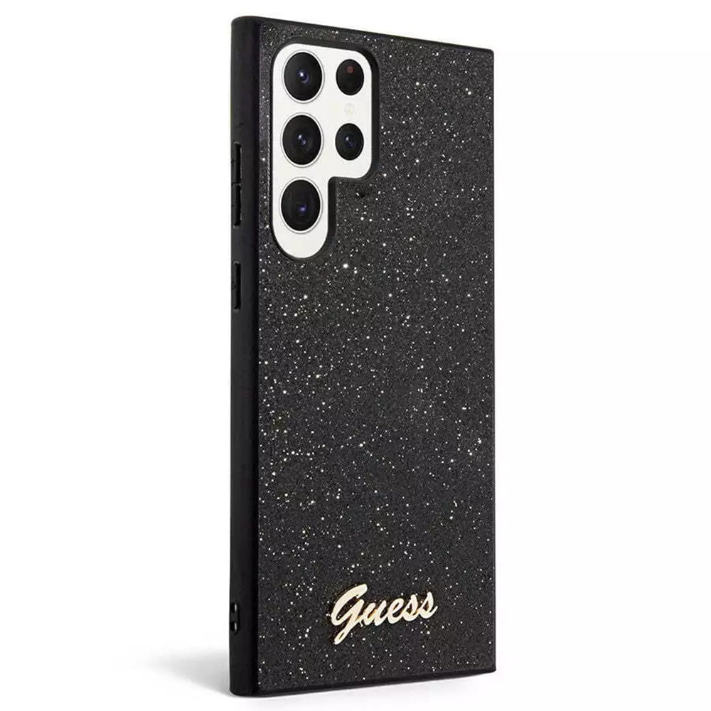 Étui pour Samsung Galaxy S24 Ultra S928, Guess, Glitter Script, Noir