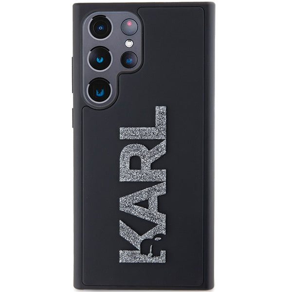 Étui pour Samsung Galaxy S24 Ultra S928, Karl Lagerfeld, Logo Pailleté en Caoutchouc 3D, Noir