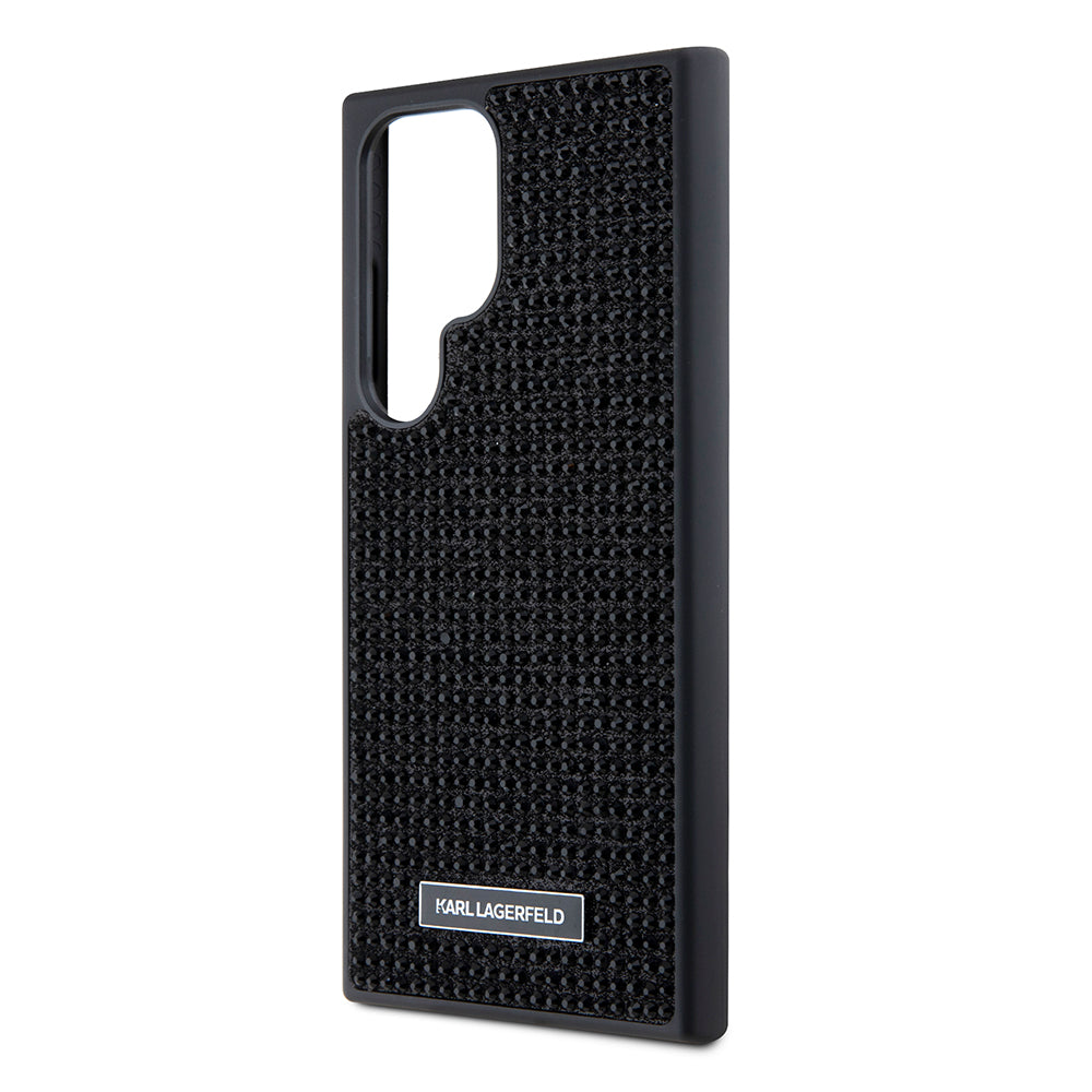 Hülle für Samsung Galaxy S24 Ultra S928, Karl Lagerfeld, Rhinestone Metal Plate, Schwarz