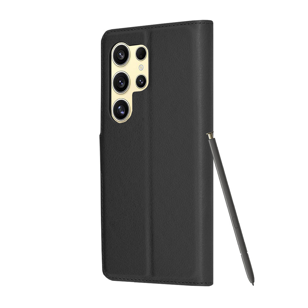 Coque pour Samsung Galaxy S24 Ultra S928, Techsuit, Folio en cuir, Noire