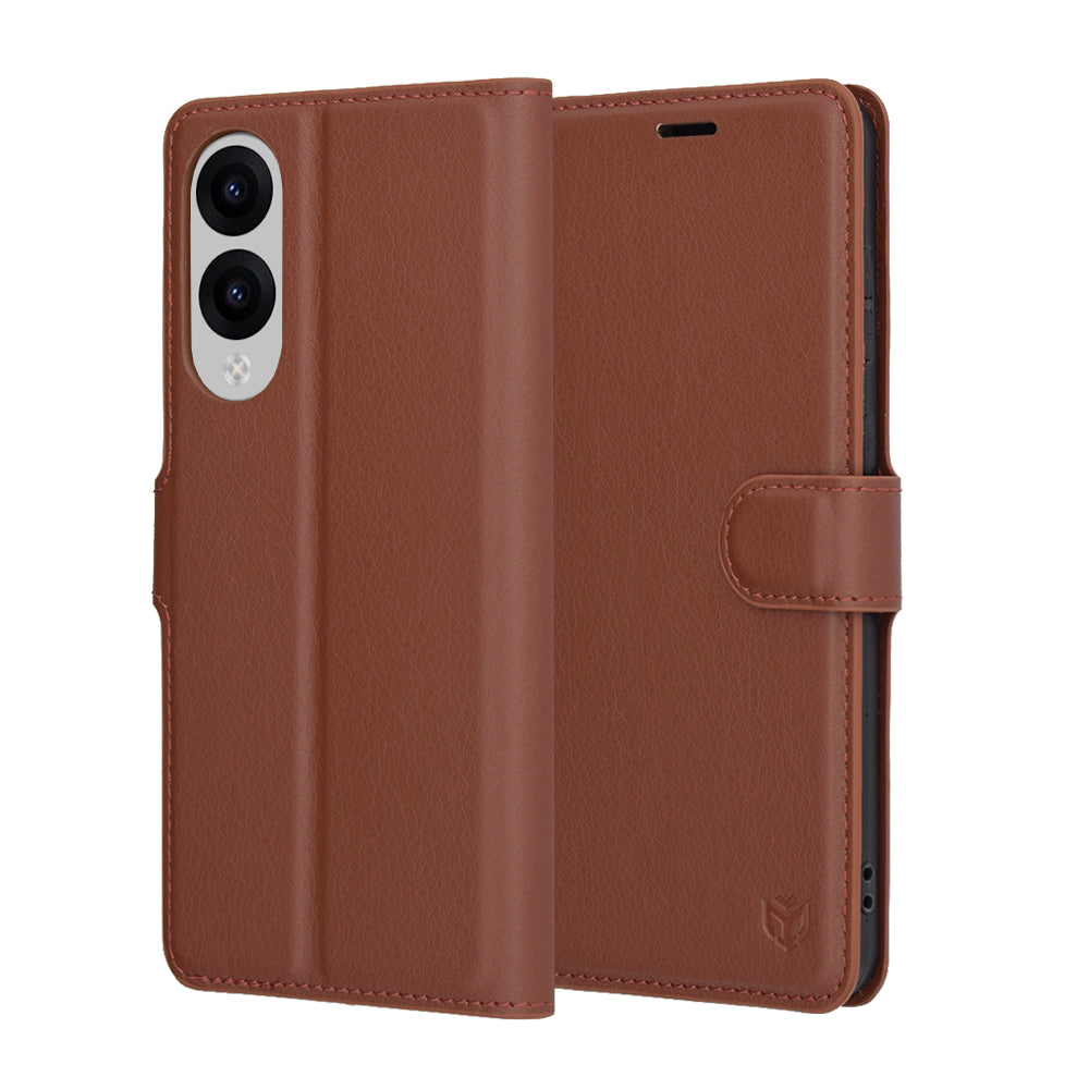 Coque pour Samsung Galaxy S25 Edge S937, Techsuit, Leather Folio, Marron