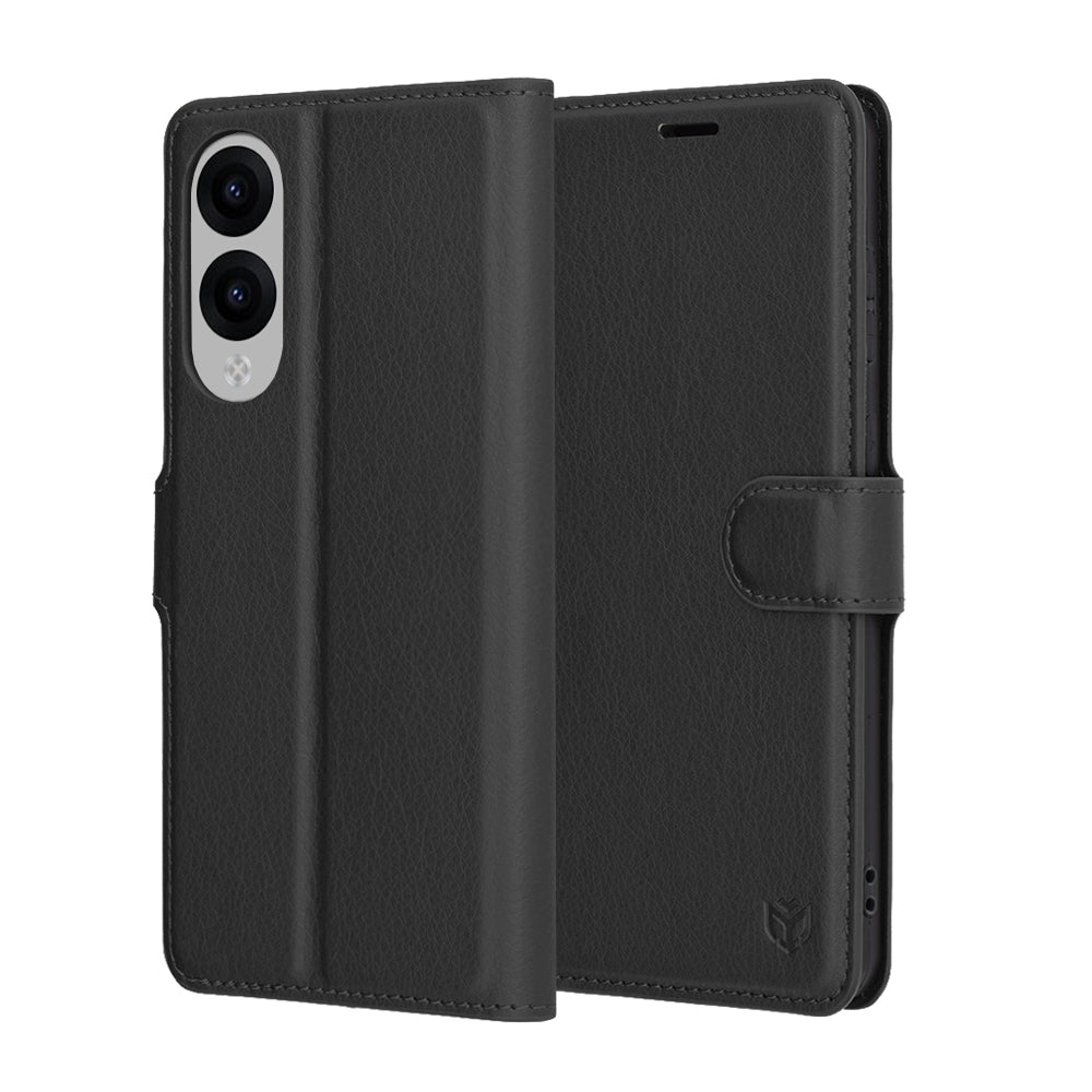 Coque pour Samsung Galaxy S25 Edge S937, Techsuit, Leather Folio, Noire