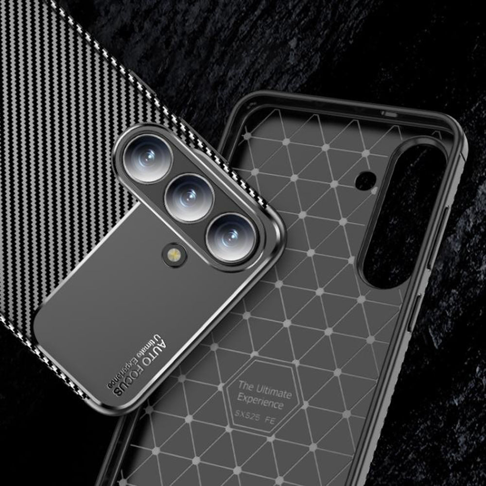 Hoes voor Samsung Galaxy S25 FE, Techsuit, CarbonFiber, Zwart