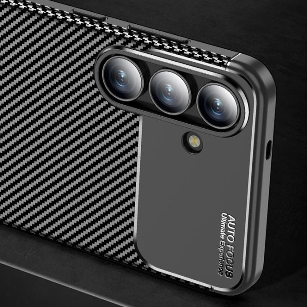 Hoes voor Samsung Galaxy S25 FE, Techsuit, CarbonFiber, Zwart
