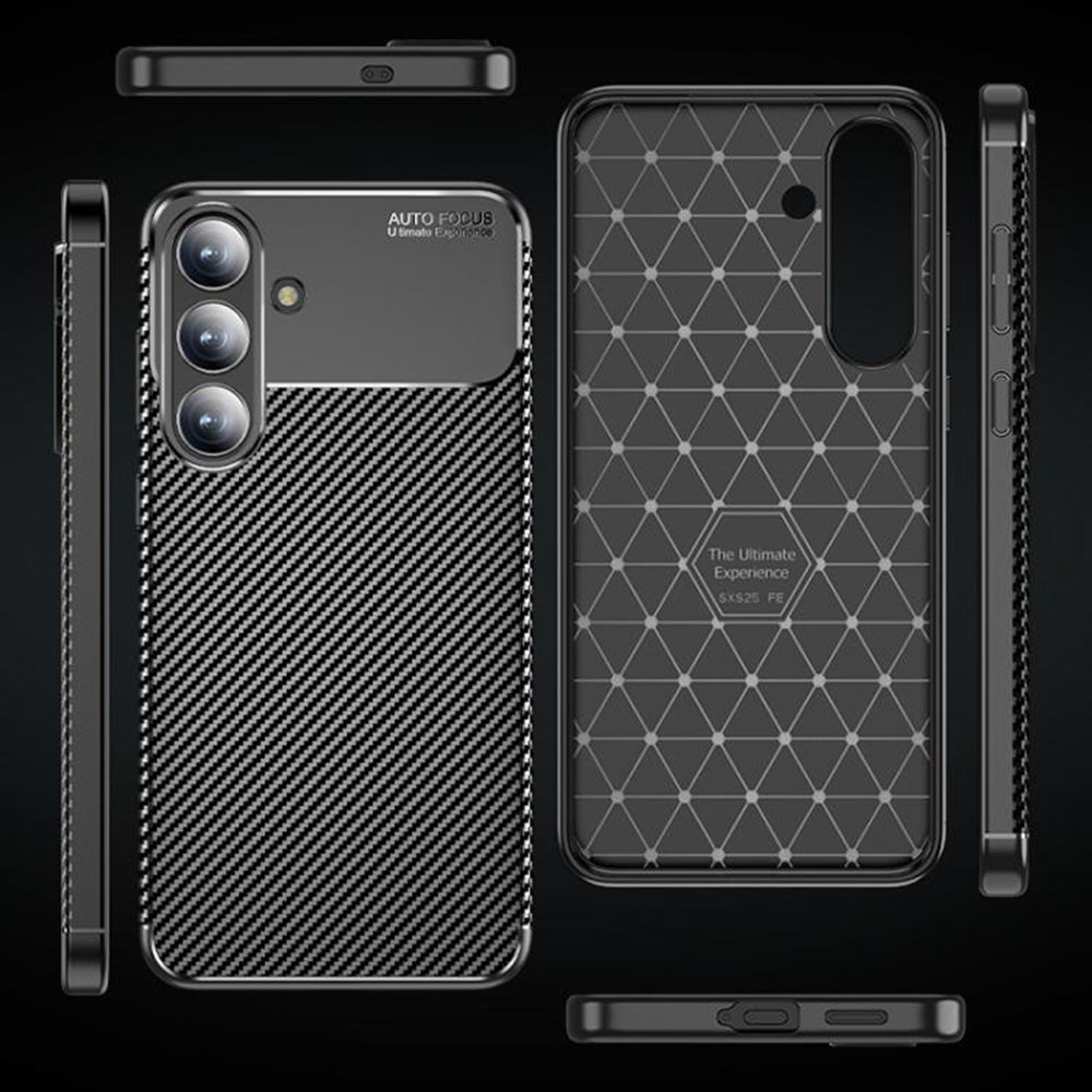 Hoes voor Samsung Galaxy S25 FE, Techsuit, CarbonFiber, Zwart