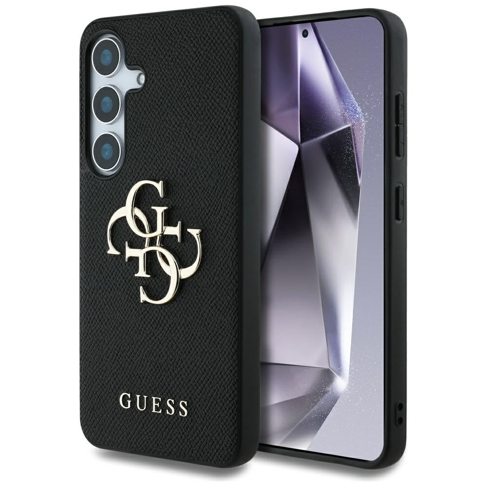 Hülle für Samsung Galaxy S25+ S936, Guess, 4G Grained Big and Classic Logo, Schwarz