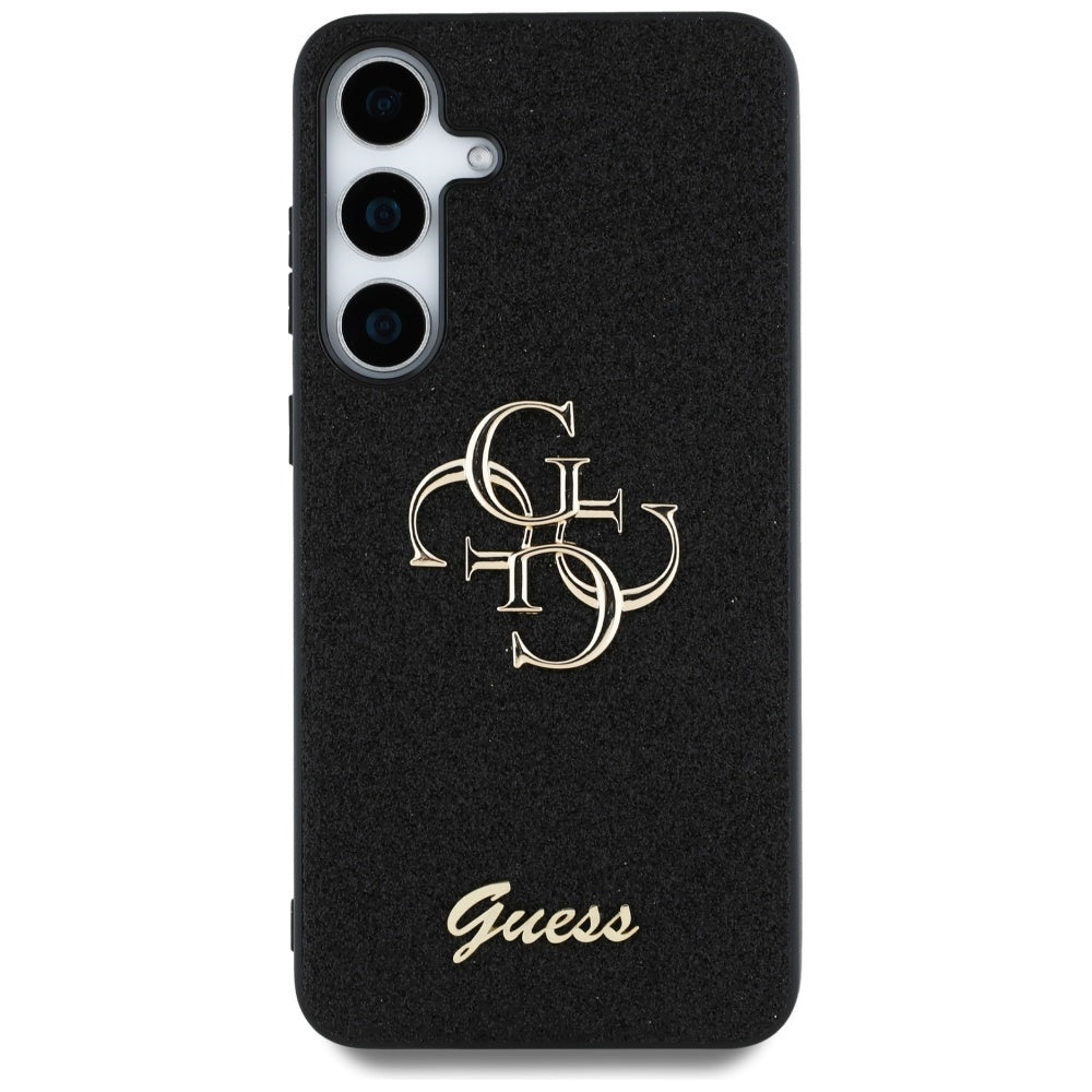 Hoes voor Samsung Galaxy S25+ S936, Guess, Glitter Big 4G Script, Zwart