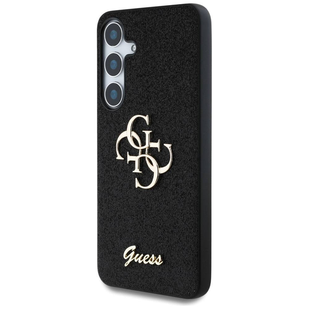 Hoes voor Samsung Galaxy S25+ S936, Guess, Glitter Big 4G Script, Zwart