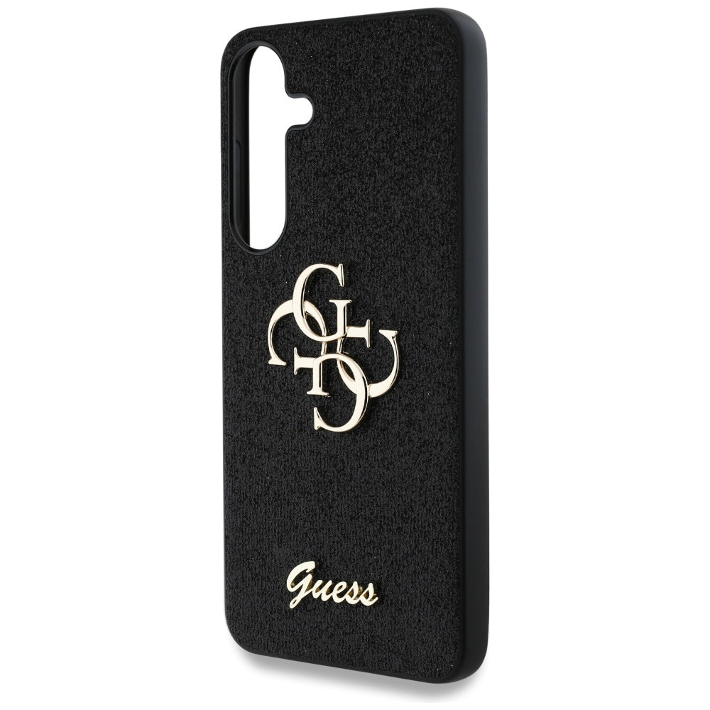 Hoes voor Samsung Galaxy S25+ S936, Guess, Glitter Big 4G Script, Zwart