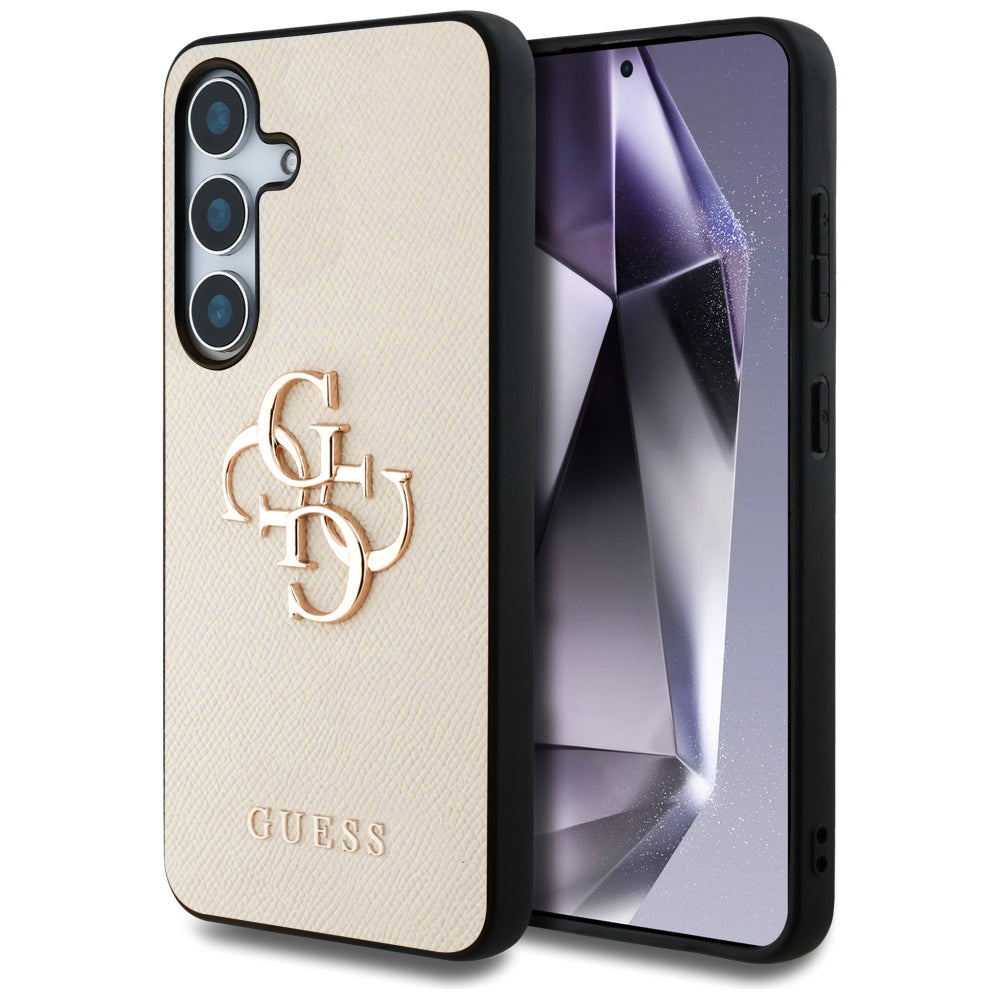 Étui pour Samsung Galaxy S25 S931, Guess, 4G Grained Big and Classic Logo, Beige