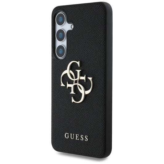 Étui pour Samsung Galaxy S25 S931, Guess, 4G Grained Big and Classic Logo, Noir