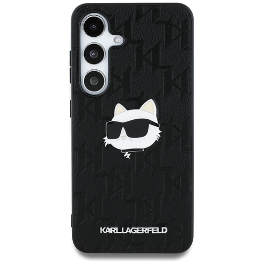 Hoes voor Samsung Galaxy S25 S931, Karl Lagerfeld, Monogram Choupette's Head, Zwart