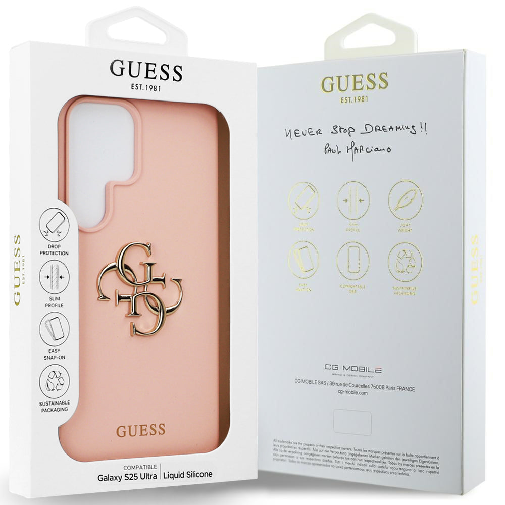 Hoes voor Samsung Galaxy S25 Ultra S938, Guess, 4G Grained Big and Classic Logo, Roze