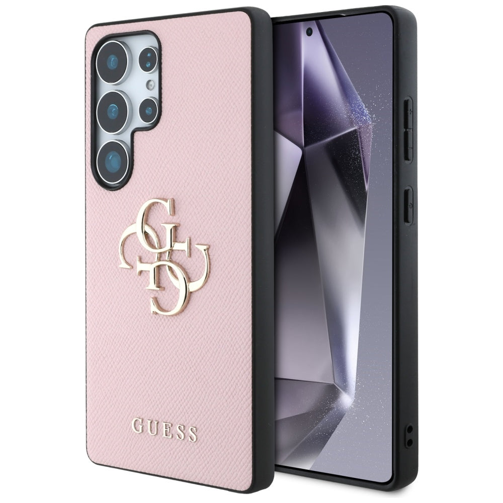Hülle für Samsung Galaxy S25 Ultra S938, Guess, 4G Grained Big and Classic Logo, Rosa