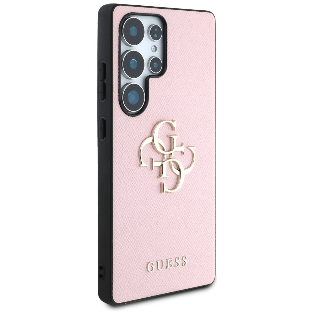 Hülle für Samsung Galaxy S25 Ultra S938, Guess, 4G Grained Big and Classic Logo, Rosa