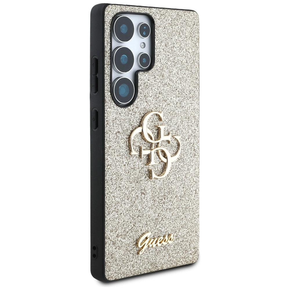 Étui pour Samsung Galaxy S25 Ultra S938, Guess, Glitter Big 4G Script, Doré