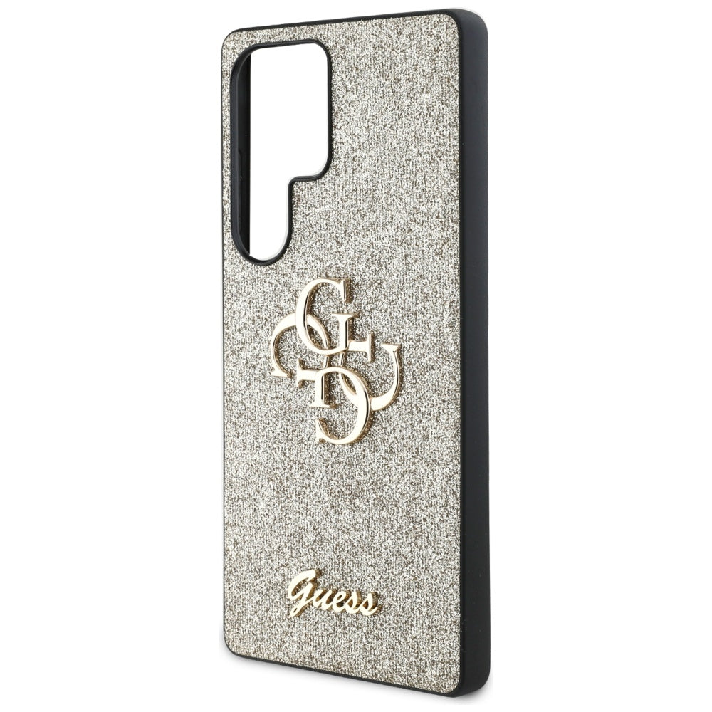 Étui pour Samsung Galaxy S25 Ultra S938, Guess, Glitter Big 4G Script, Doré