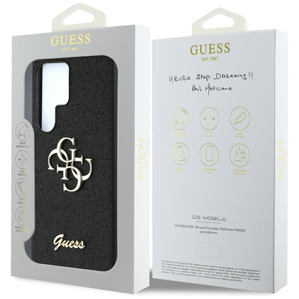 Hülle für Samsung Galaxy S25 Ultra S938, Guess, Glitter Big 4G Script, Schwarz
