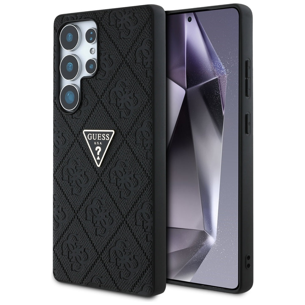 Hoes voor Samsung Galaxy S25 Ultra S938, Guess, Grained Hot Stamp 4G Triangle, Zwart