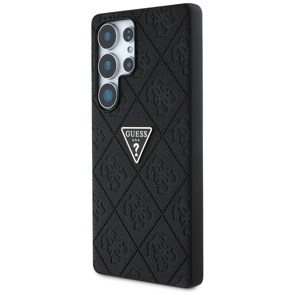 Hoes voor Samsung Galaxy S25 Ultra S938, Guess, Grained Hot Stamp 4G Triangle, Zwart