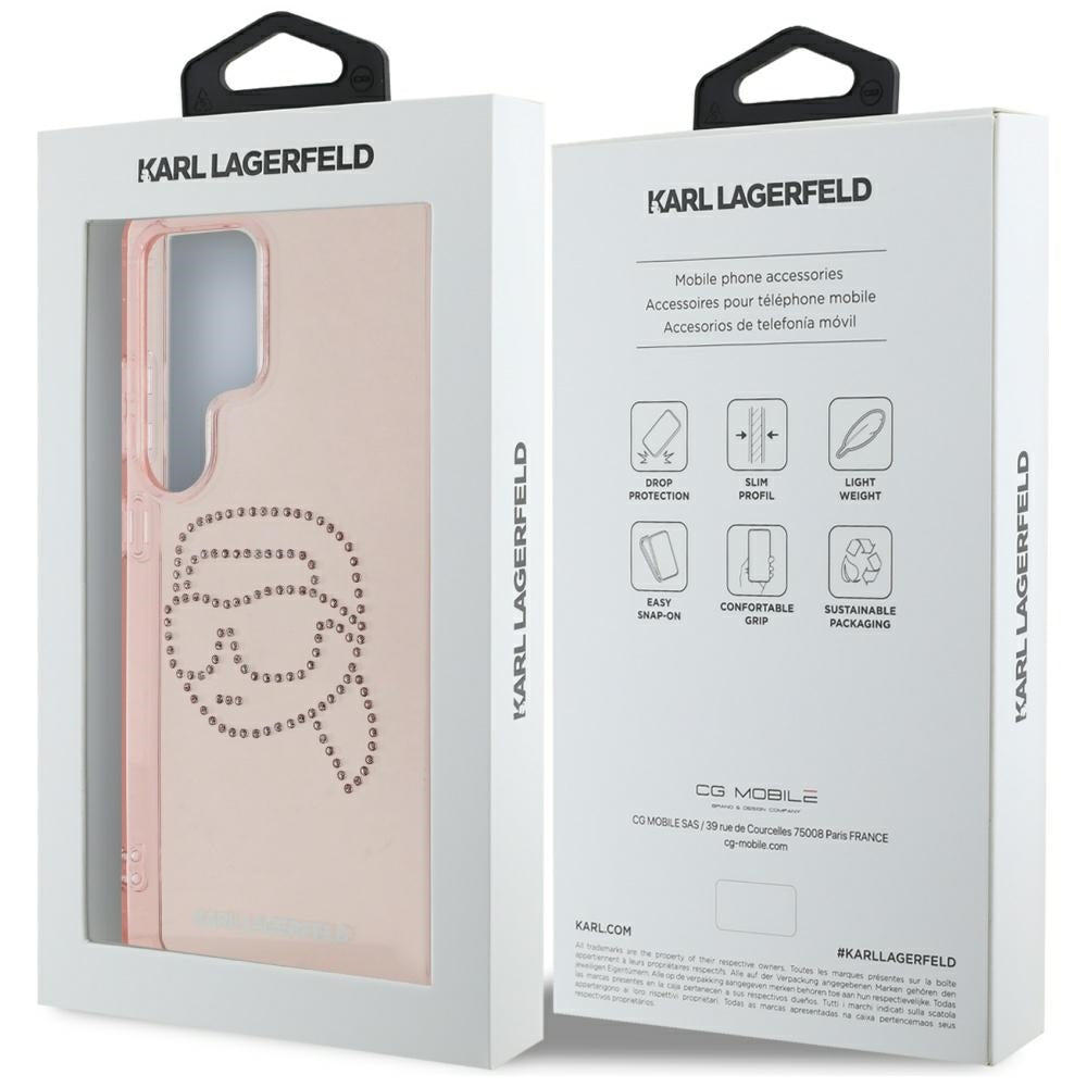 Étui pour Samsung Galaxy S25 Ultra S938, Karl Lagerfeld, IML Luxury Karl's Head, Rose