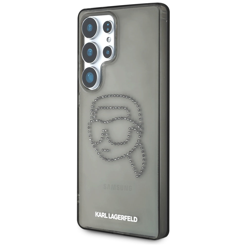 Hülle für Samsung Galaxy S25 Ultra S938, Karl Lagerfeld, IML Rhinestones Karl's Head, Schwarz