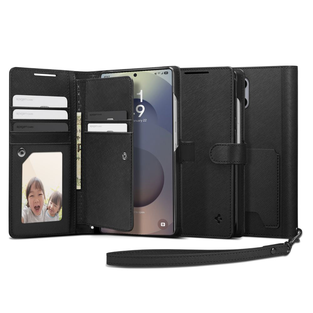 Étui pour Samsung Galaxy S25 Ultra S938, Spigen, Wallet S, Noir ACS09124