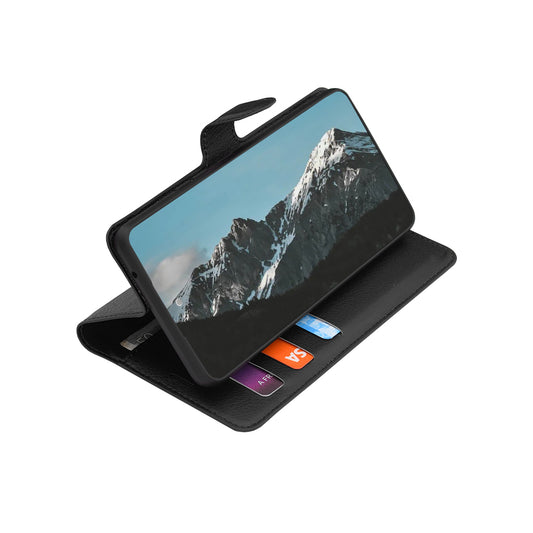 Coque pour Samsung Galaxy S26 FE / S25 FE, Techsuit, Folio en cuir, Noire
