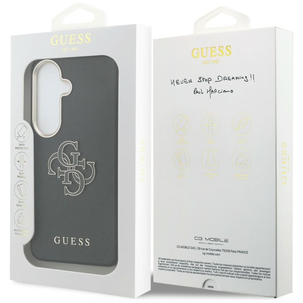 Coque pour Samsung Galaxy S26 Plus S947, Guess, 4G Grained Big and Classic Logo, Noire