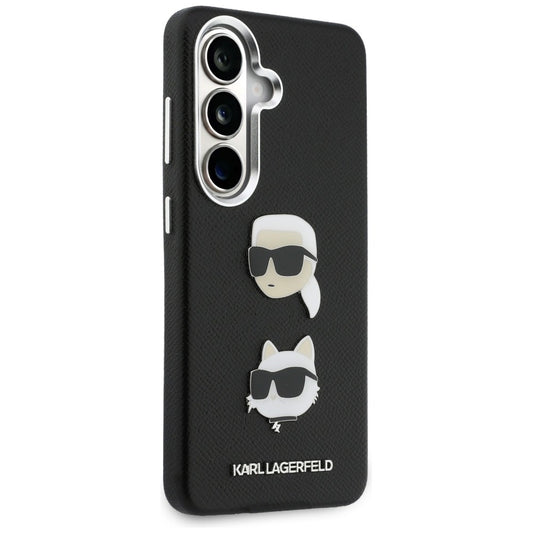 Hoes voor Samsung Galaxy S26 Plus S947, Karl Lagerfeld, Saffiano Karl & Choupette's Head Pin, Zwart