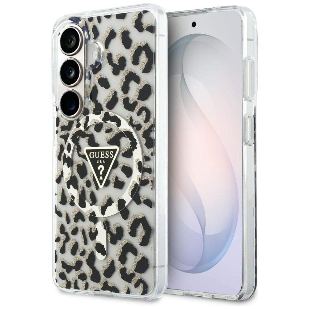 Étui MagSafe pour Samsung Galaxy S26 S942, Guess, Motif Léopard IML, Noir