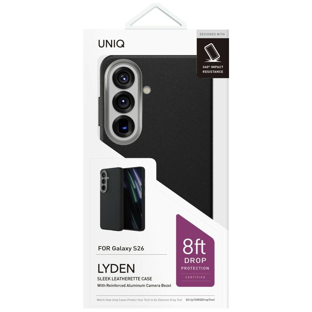 Étui pour Samsung Galaxy S26 S942, UNIQ, Lyden Leatherette, Noir