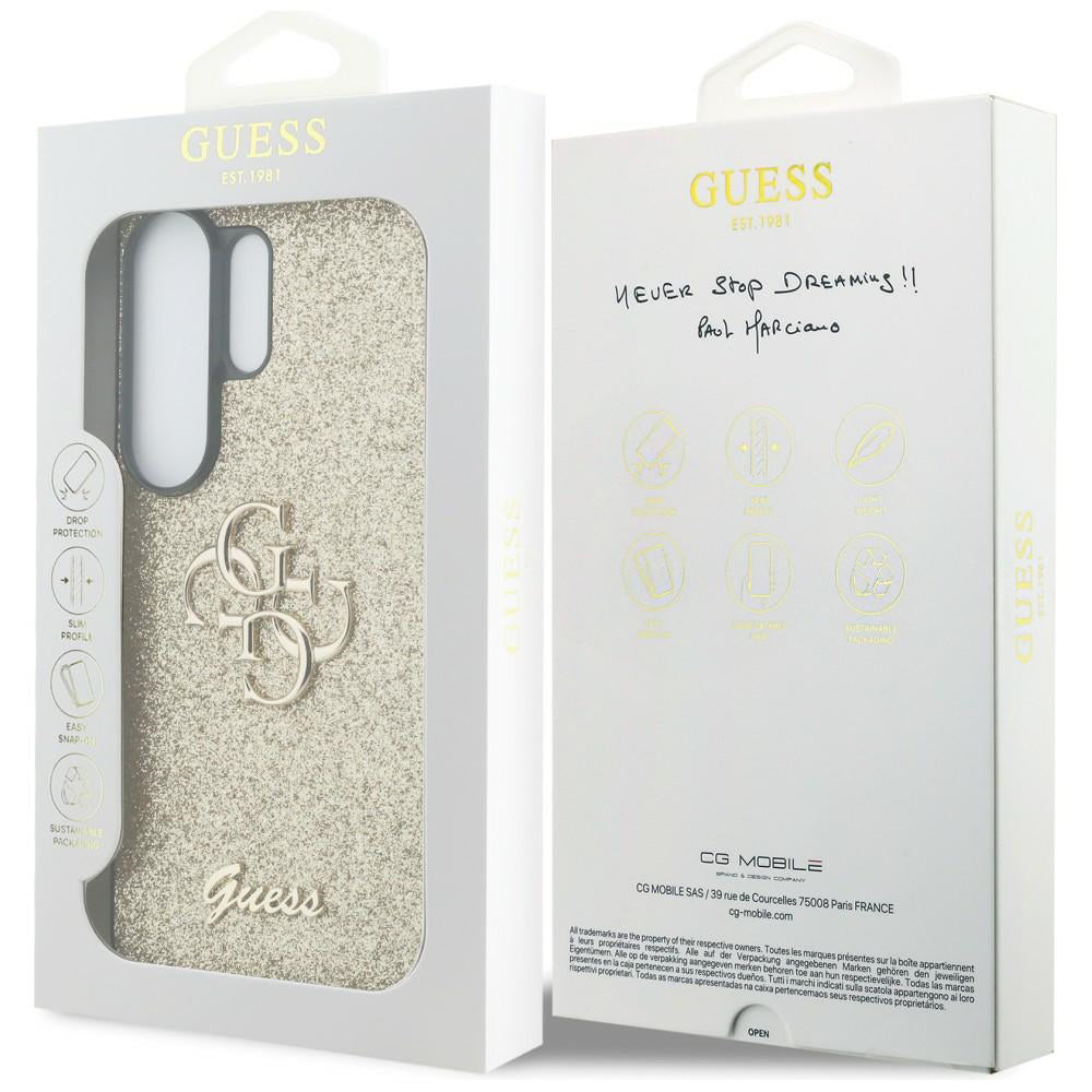 Étui pour Samsung Galaxy S26 Ultra S948, Guess, Fixed Glitter Big 4G Metal Frame, Doré