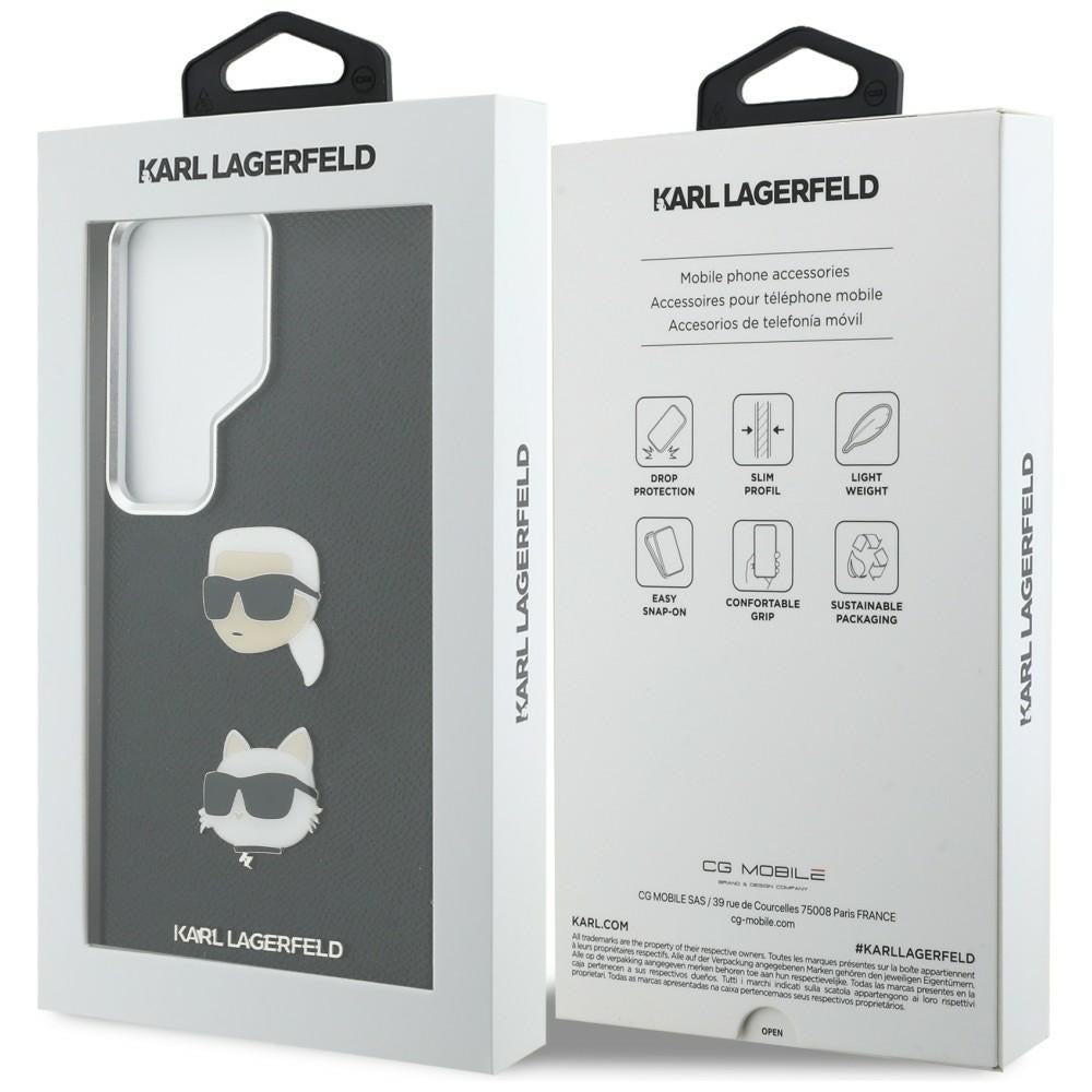 Hoes voor Samsung Galaxy S26 Ultra S948, Karl Lagerfeld, Saffiano Karl & Choupette's Head Pin, Zwart