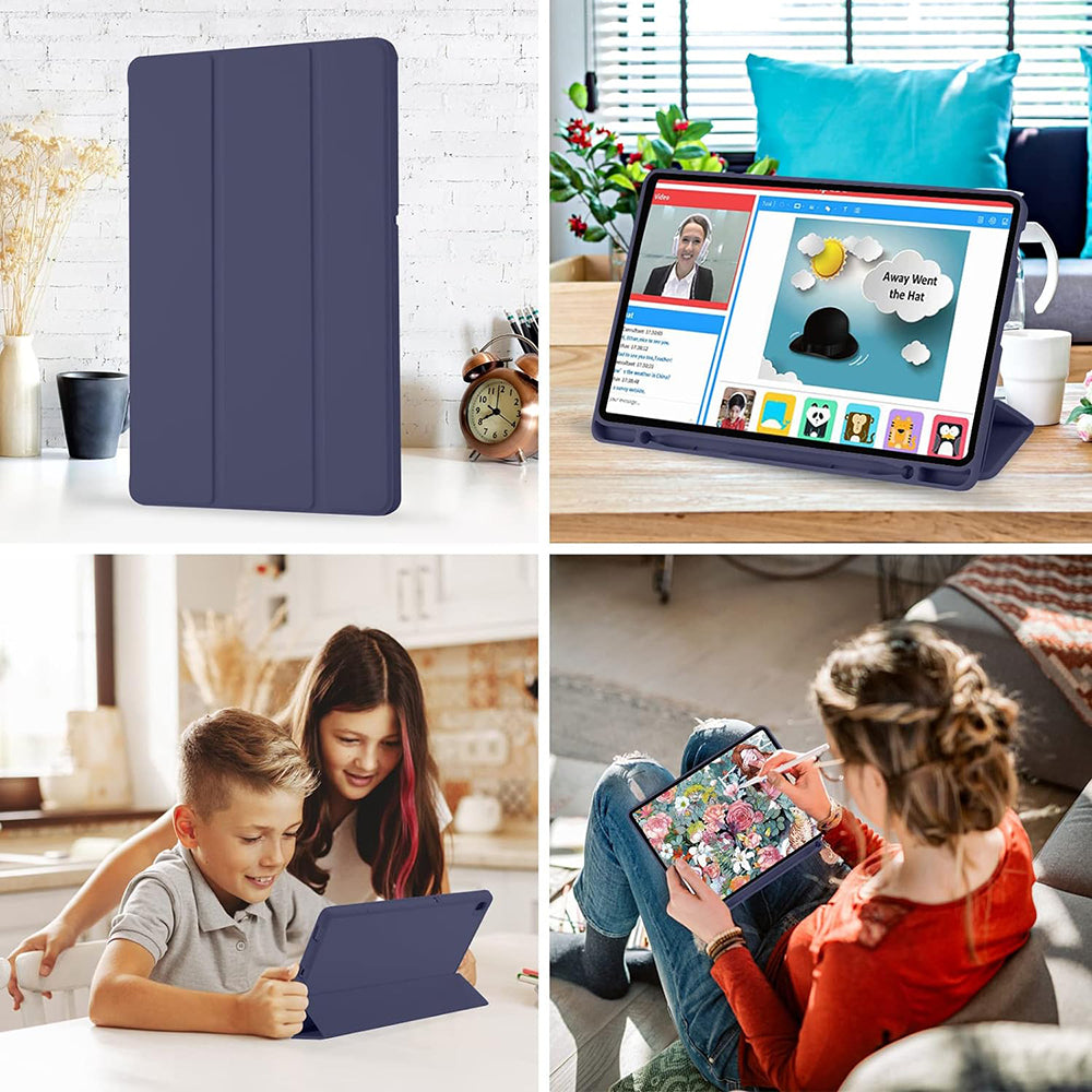Housse pour Samsung Galaxy Tab S6 Lite (2024) / Tab S6 Lite (2022) / Tab S6 Lite (2020), Techsuit, Flex Trifold, Bleu marine