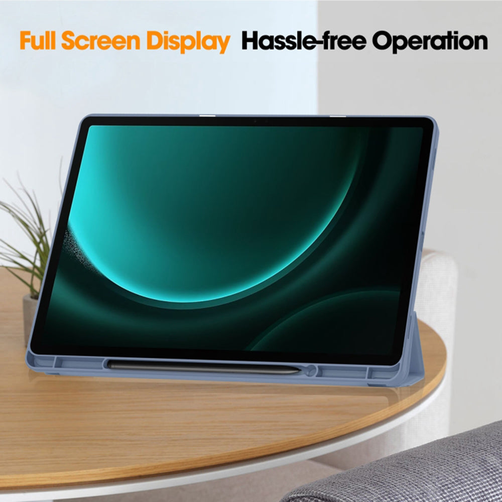 Housse pour Samsung Galaxy Tab S9 FE+, Techsuit, Flex Trifold, Bleu marine