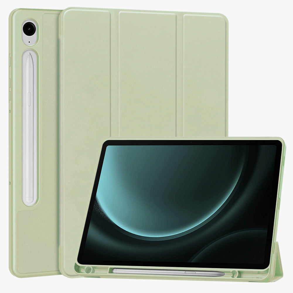Coque pour Samsung Galaxy Tab S9 FE / Tab S9 / Tab S10 FE, Techsuit, Flex Trifold, Vert Matcha