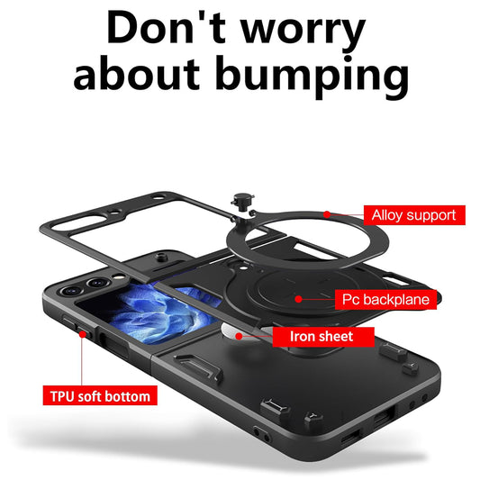 Hoes voor Samsung Galaxy Z Flip7 FE F761 / Z Flip6 F741, Techsuit, CamGuard Pro, Zwart