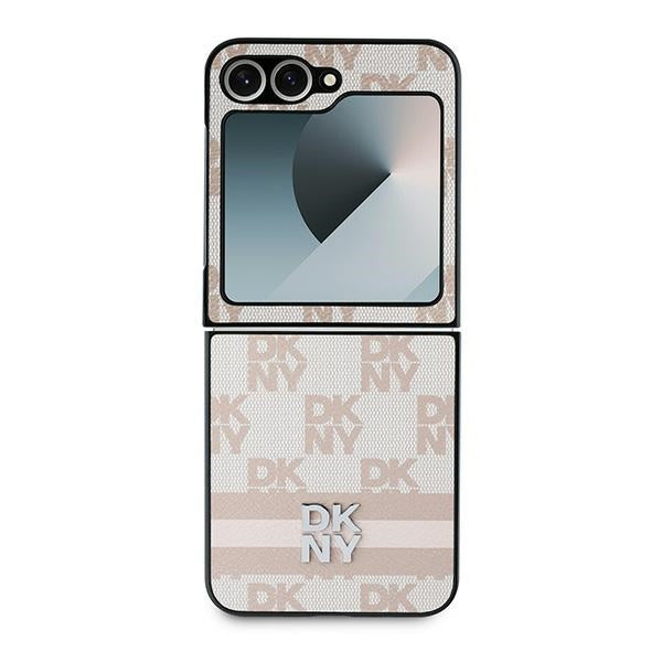 Hoes voor Samsung Galaxy Z Flip7 FE F761 / Z Flip6 F741, DKNY, Geruit Patroon Gedrukte Strepen, Roze