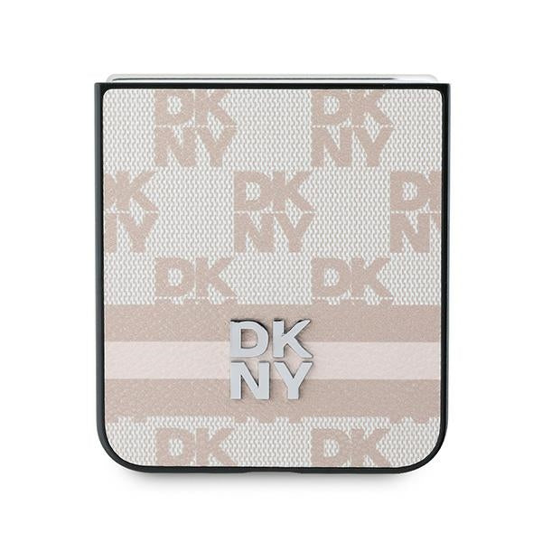 Hoes voor Samsung Galaxy Z Flip7 FE F761 / Z Flip6 F741, DKNY, Geruit Patroon Gedrukte Strepen, Roze