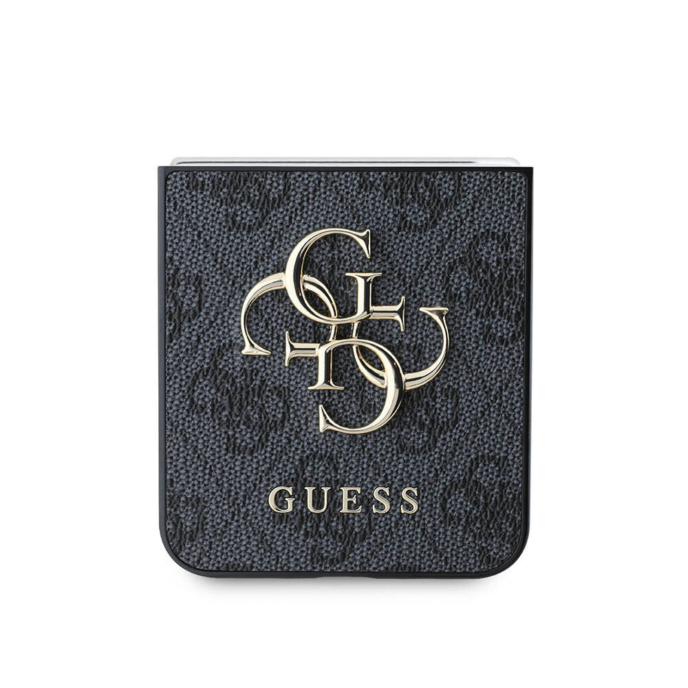 Hülle für Samsung Galaxy Z Flip7 FE F761 / Z Flip6 F741, Guess, 4G Metal Logo, Braun