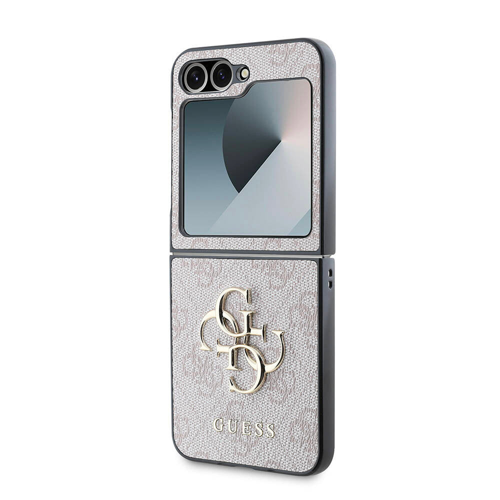 Hülle für Samsung Galaxy Z Flip7 FE F761 / Z Flip6 F741, Guess, 4G Metal Logo, Braun