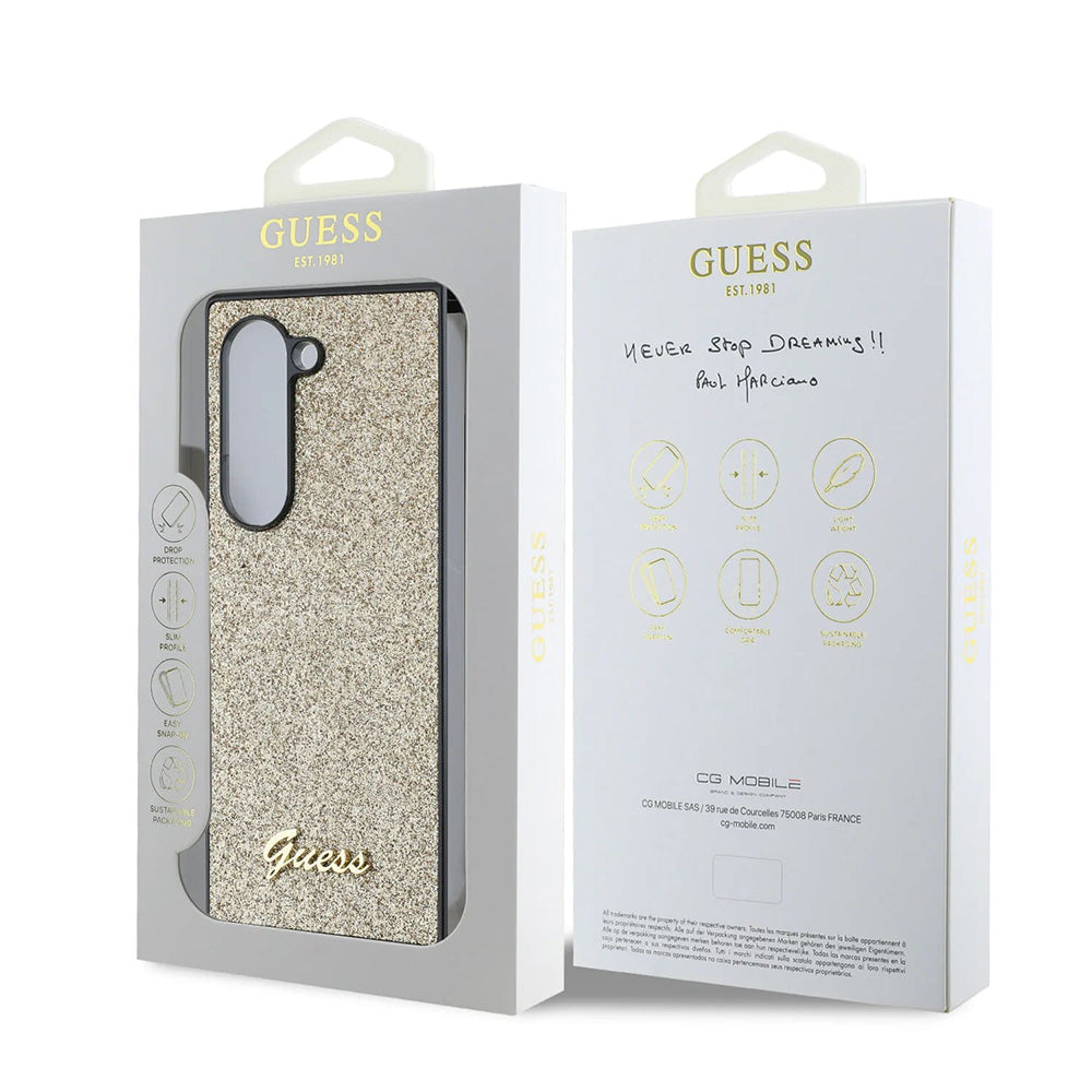 Étui pour Samsung Galaxy Z Fold6 F956, Guess, Glitter Script, Doré