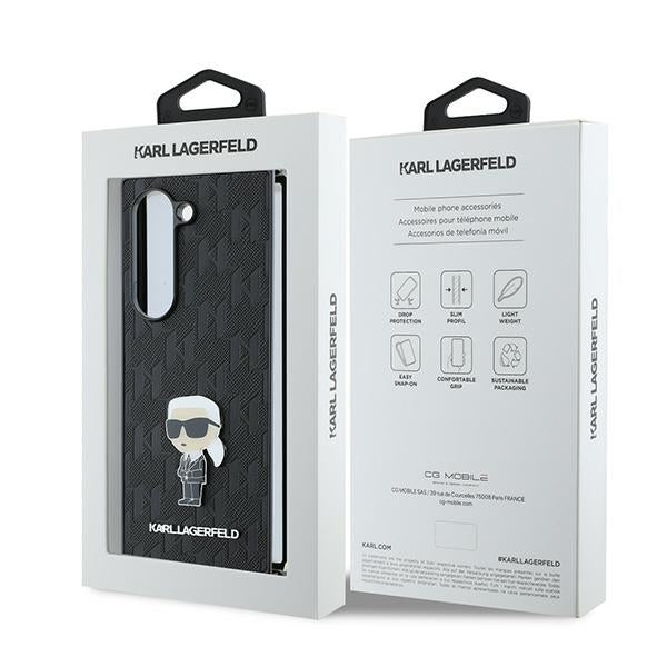 Étui pour Samsung Galaxy Z Fold6 F956, Karl Lagerfeld, Saffiano Monogram Ikonik, Noir.