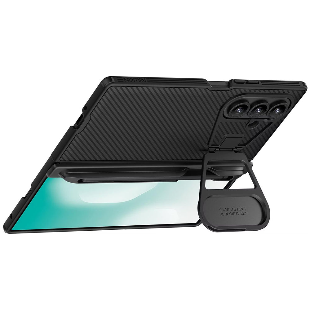 Coque pour Samsung Galaxy Z Fold7 F966, Nillkin, CamShield Prop avec couvercle d'objectif en métal et support pour S-Pen, Noir