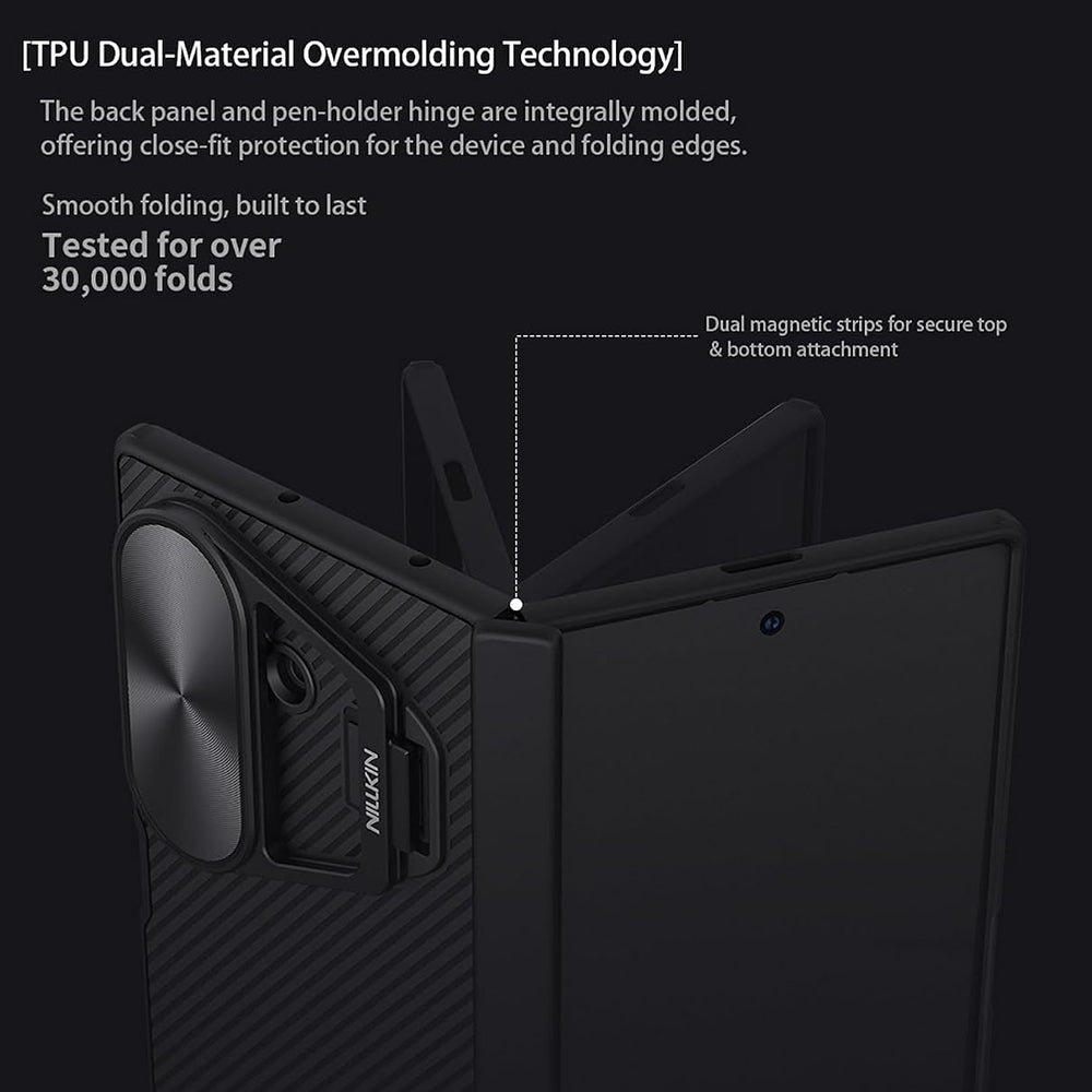 Hoes voor Samsung Galaxy Z Fold7 F966, Nillkin, CamShield Prop met metalen lenskap, zwart