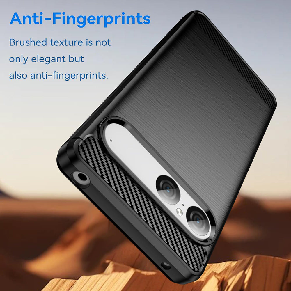 Hoes voor Sony Xperia 10 VIII, Techsuit, Carbon, Zwart