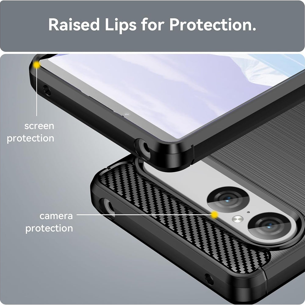 Hoes voor Sony Xperia 10 VIII, Techsuit, Carbon, Zwart