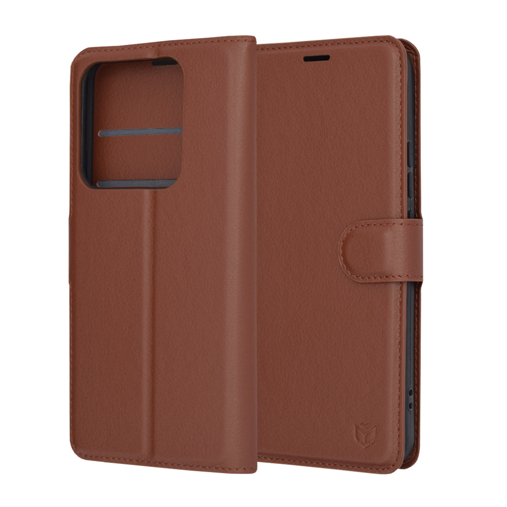 Coque pour Xiaomi 14 Pro, Techsuit, Leather Folio, Marron