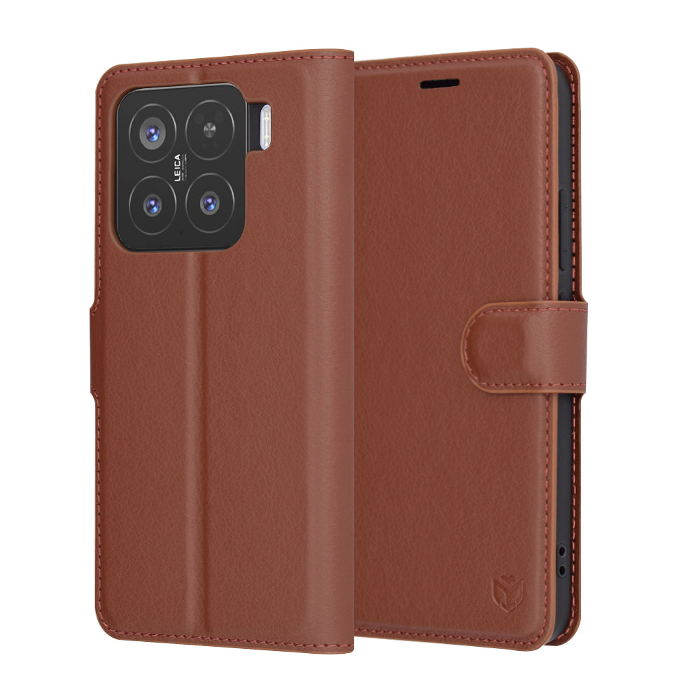 Coque pour Xiaomi 15, Techsuit, Leather Folio, Marron